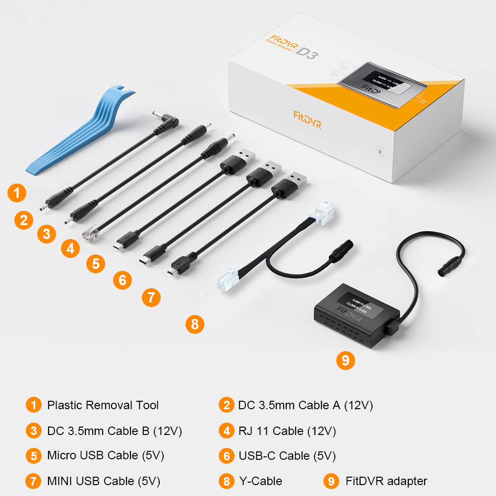 Dash Cam Power Adapter (3-Pin) for Mercedes-Benz, Connect to Rain Sensor. D3-022
