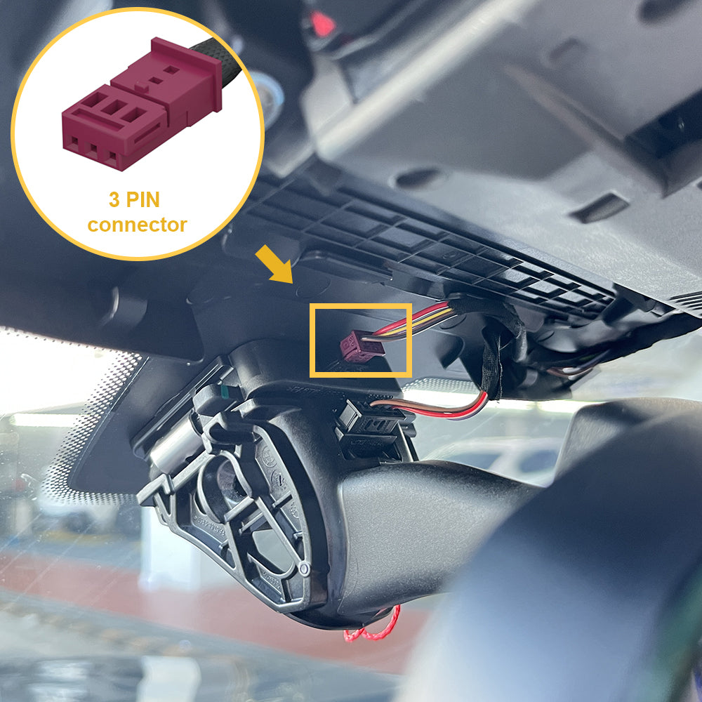 Dash Cam Power Adapter (3-Pin) for BMW and Mini, Connect to Rain Sensor. D3-024