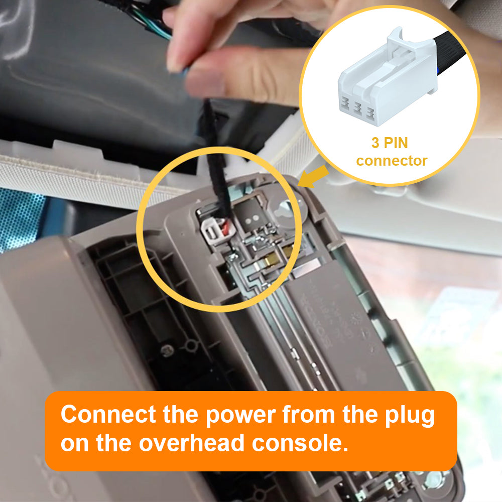 a picture shows the 3-pin connector from overhead console of Honda models