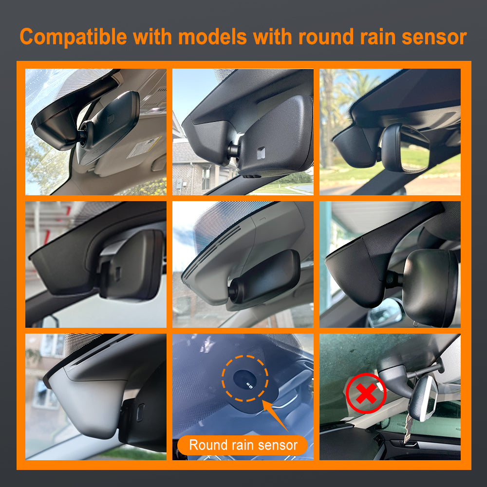 Collage of car rain sensor covers with text indicating compatibility and sensor type.
