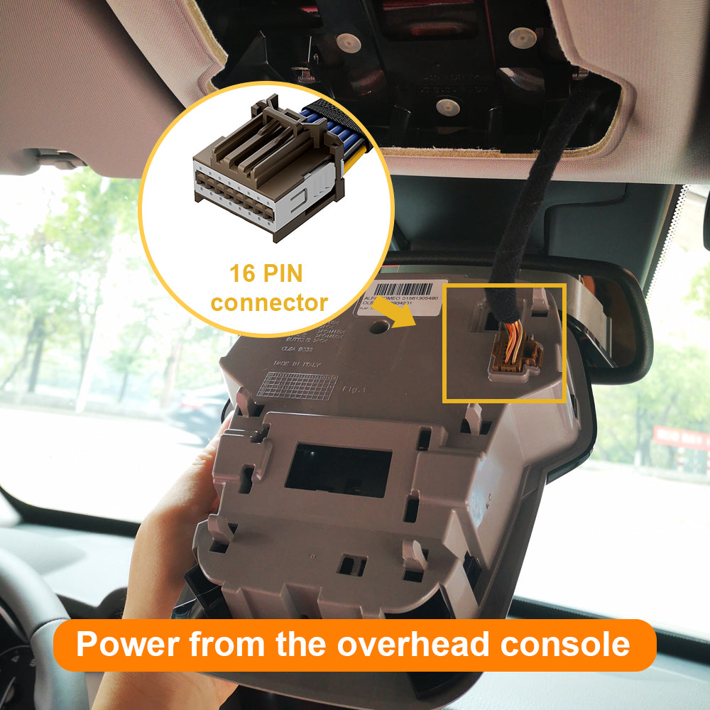 Dash Cam Power Adapter (16-Pin) for Alfa Romeo Giulia Stelvio 2017-2023, Connect to Overhead Console. D3-048