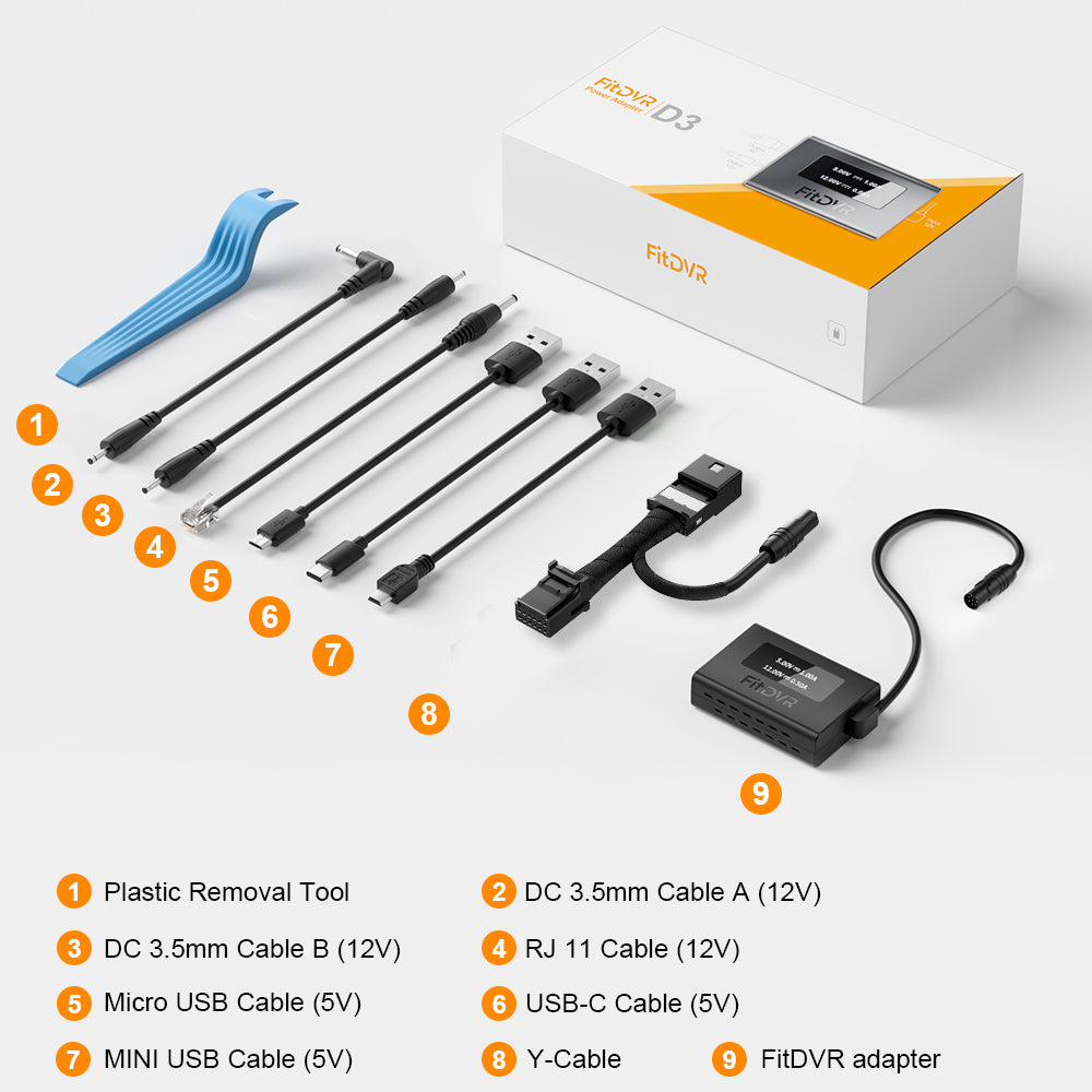 Dash Cam Power Adapter (12-Pin) for Toyota Tacoma Trundra, Lexus