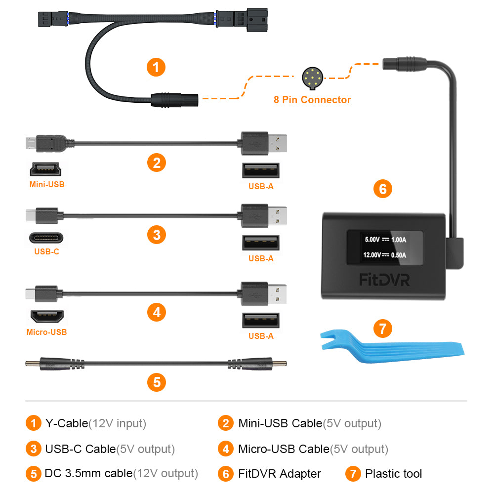 Dash Cam Power Adapter (3-Pin) for Audi, Volkswagen, Porsche, Connects to Rain Sensor. D3-025