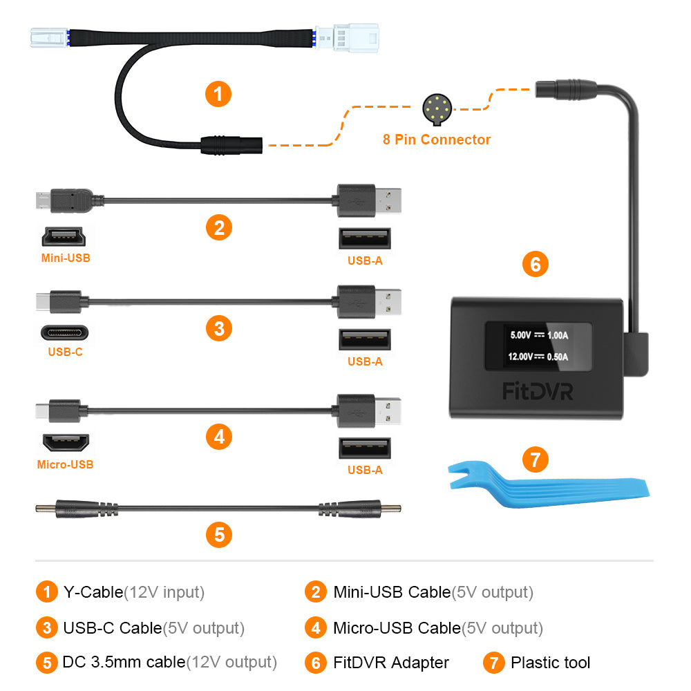 Dash Cam Power Adapter (3-Pin) for Mercedes-Benz, Connects to Rain Sensor. D3-022