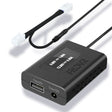 A black FitDVR dash cam power adapter with a 10-pin y cable harness and two connector ports, designed for use in Jeep, RAM and Dodge vehicles with auto-dimming rearview mirror.