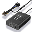A black FitDVR dash cam power adapter with an LED display, multiple cables including a USB and a DC3.5mm, and a plastic tool for installation.