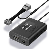 A black dash cam power adapter with 16-pin connector designed for specific car brands, accompanied by various cables including USB and DC3.5mm.