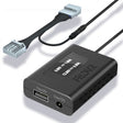 A black FitDVR dash cam power adapter with an LED display, multiple cable outputs including USB and DC3.5mm, and a plastic tool for installation.