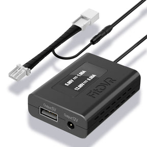 FitDVR power adapter with multiple output ports on a white background