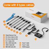 FitDVR product set with various cables and tools on a gray background