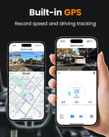 FitDVR 3 channel dashcam with Built-In GPS feature, can record speed and driving tracking.