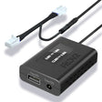 Black electronic FitDVR power adapter with cables on a white background