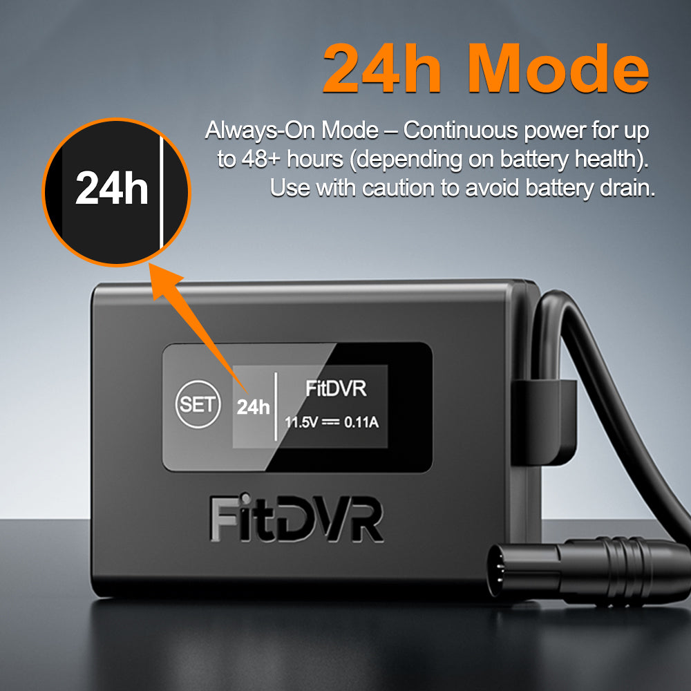 FitDVR device with '24h Mode' feature on a gray background