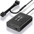 A black FitDVR dash cam power adapter with multiple output ports for USB and a DC 3.5mm cable, designed for Porsche vehicles.