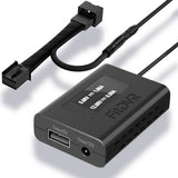 A black FitDVR dash cam power adapter with multiple output ports for USB and a DC 3.5mm cable, designed for Porsche vehicles.