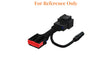 A black Y cable wire harness for a dash cam power adapter, with one side being a standard USB connector and the other side a specialized car connector.