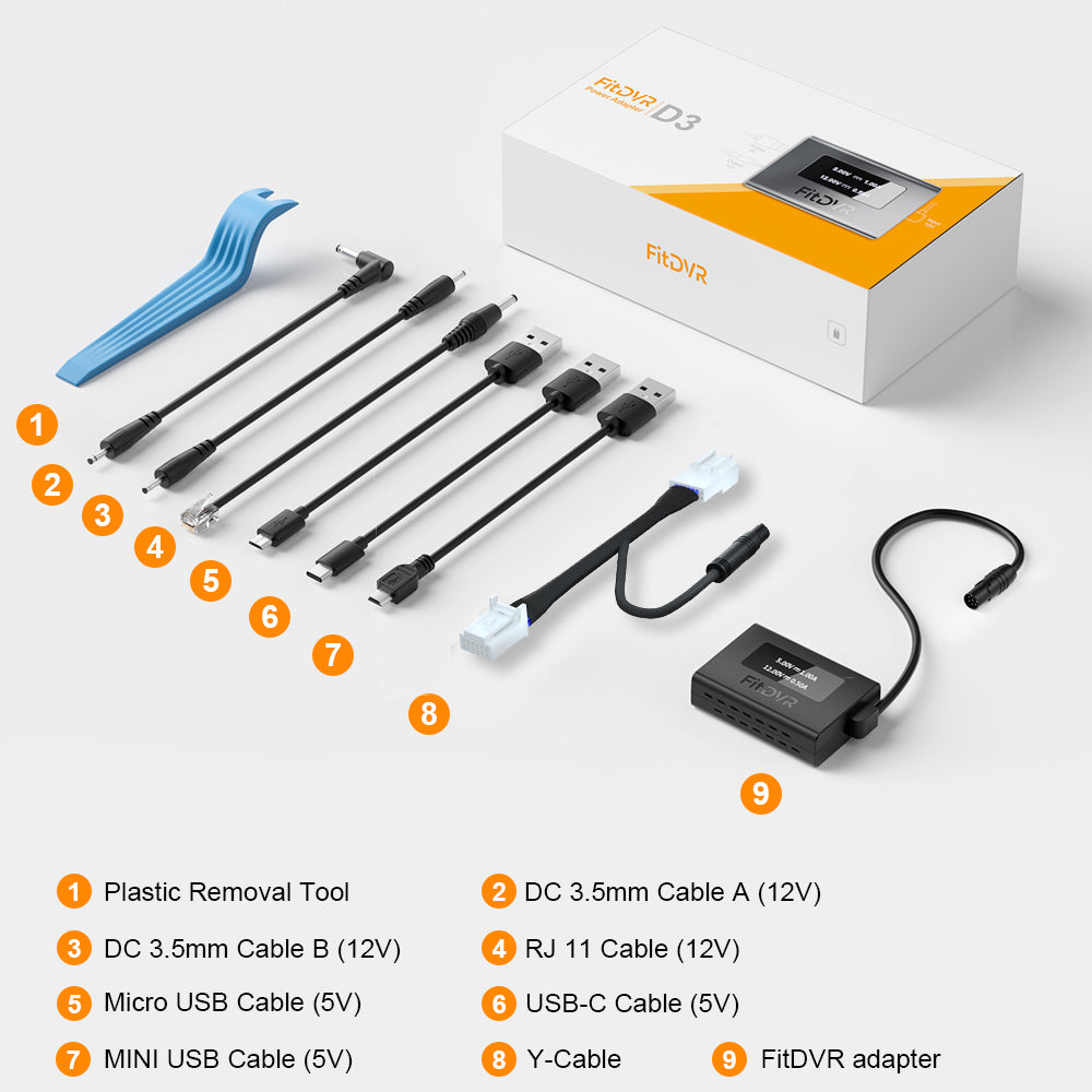 FIDVR product set with various cables and tools on a white background