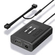A black FitDVR dash cam power adapter with multiple cables, including a USB and a DC3.5mm cable, for connecting to a rearview mirror.