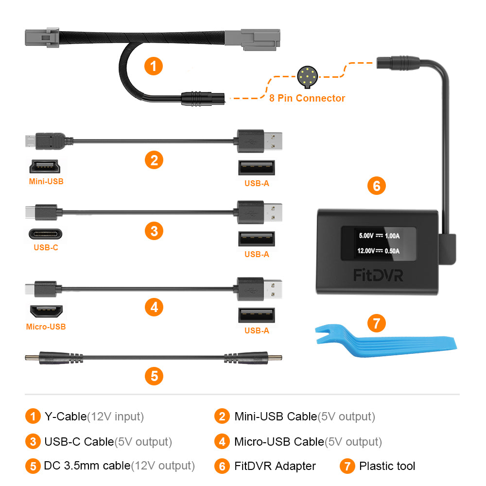 Dash Cam Power Adapter (3-Pin) for Ford Ranger 2019-2023 and Escape 2013-2020 with Auto-dimming mirror. D3-040