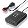 A black dash cam power adapter with a label 'FitDVR' on it, featuring a 16-pin connector for Ford vehicles and multiple output ports for various device connections.