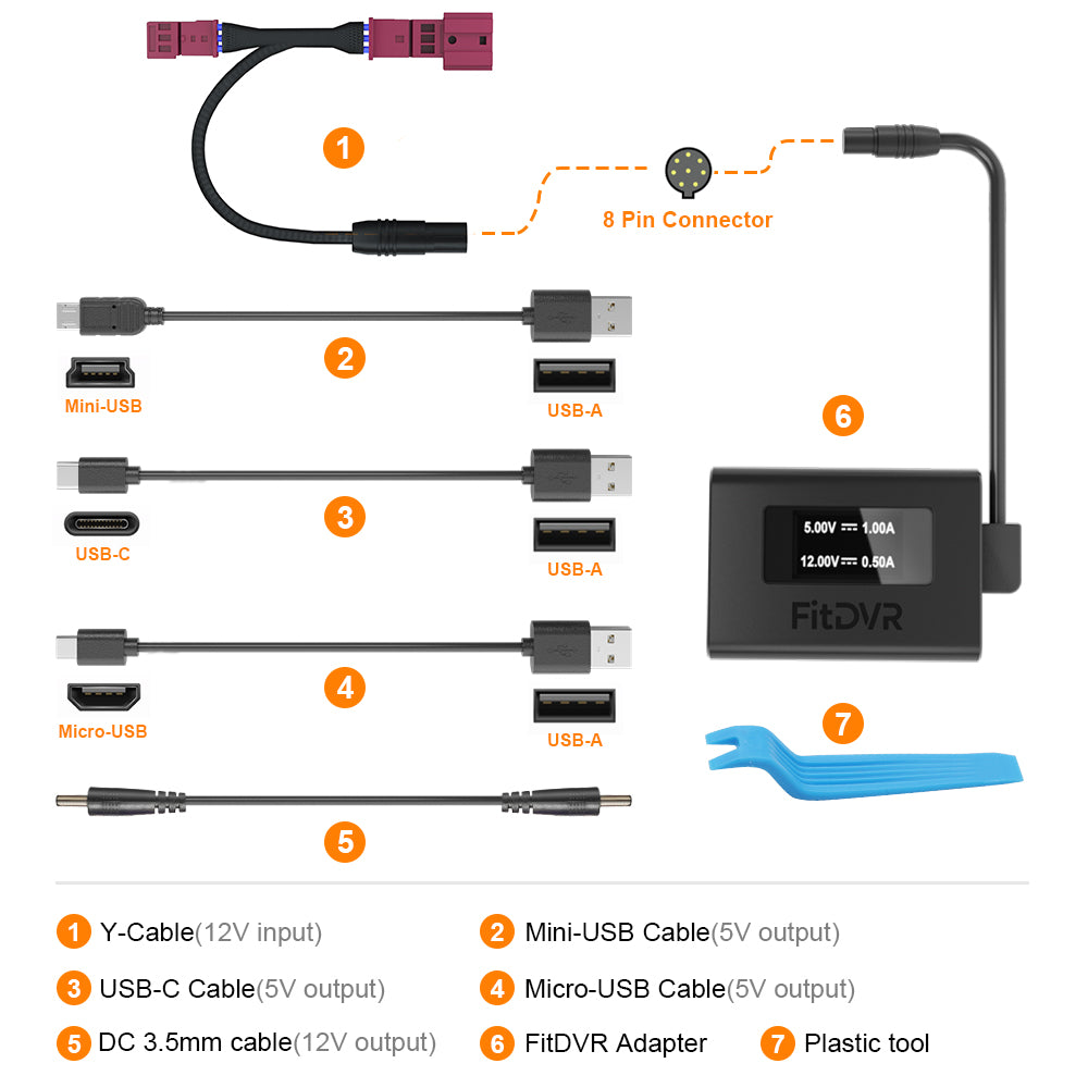 Dash Cam Power Adapter (3-Pin) for Ford and Lincoln. Connects to Rain Sensor. D3-042