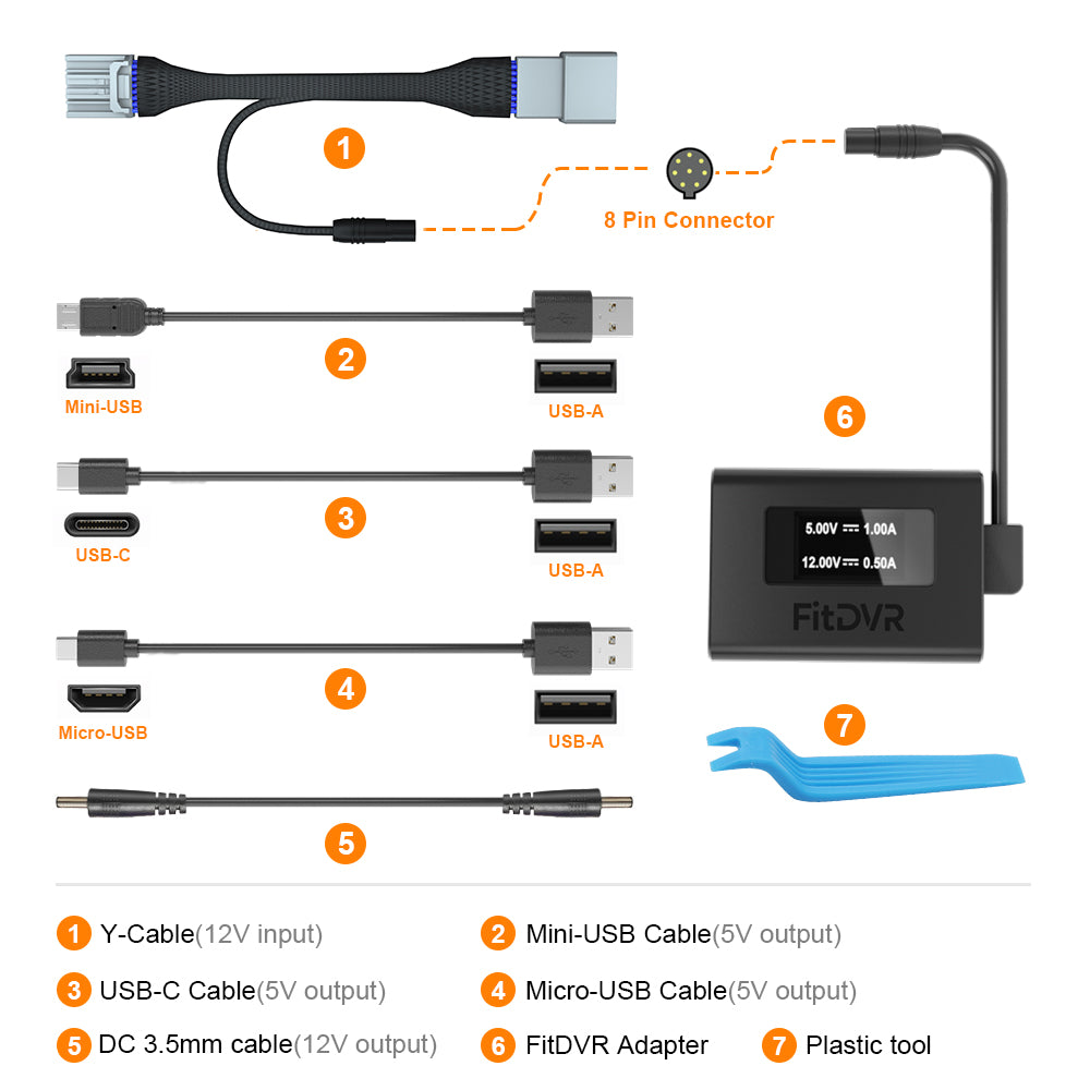 Dash Cam Power Adapter (16-Pin) for Honda, Connects to Overhead Console. D3-029