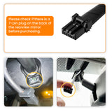 a 7-pin connector plug directly tapped on the back of the auto-dimming rearview mirror.