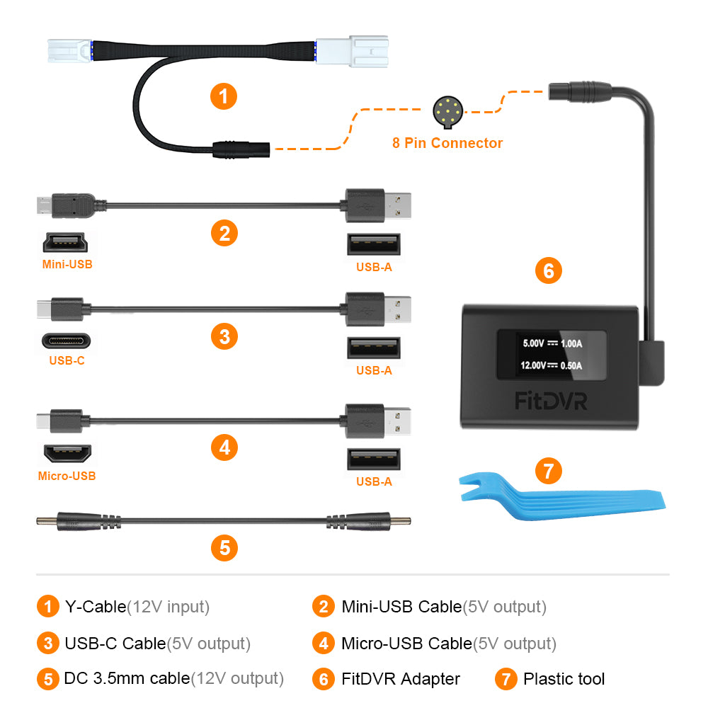 Dash Cam Power Adapter (3-Pin) for Honda, Connects to Overhead Console. D3-028