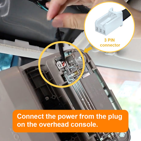a picture shows the 3-pin connector from overhead console of Honda models