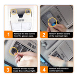 Step-by-step guide on removing components from a car's overhead console.