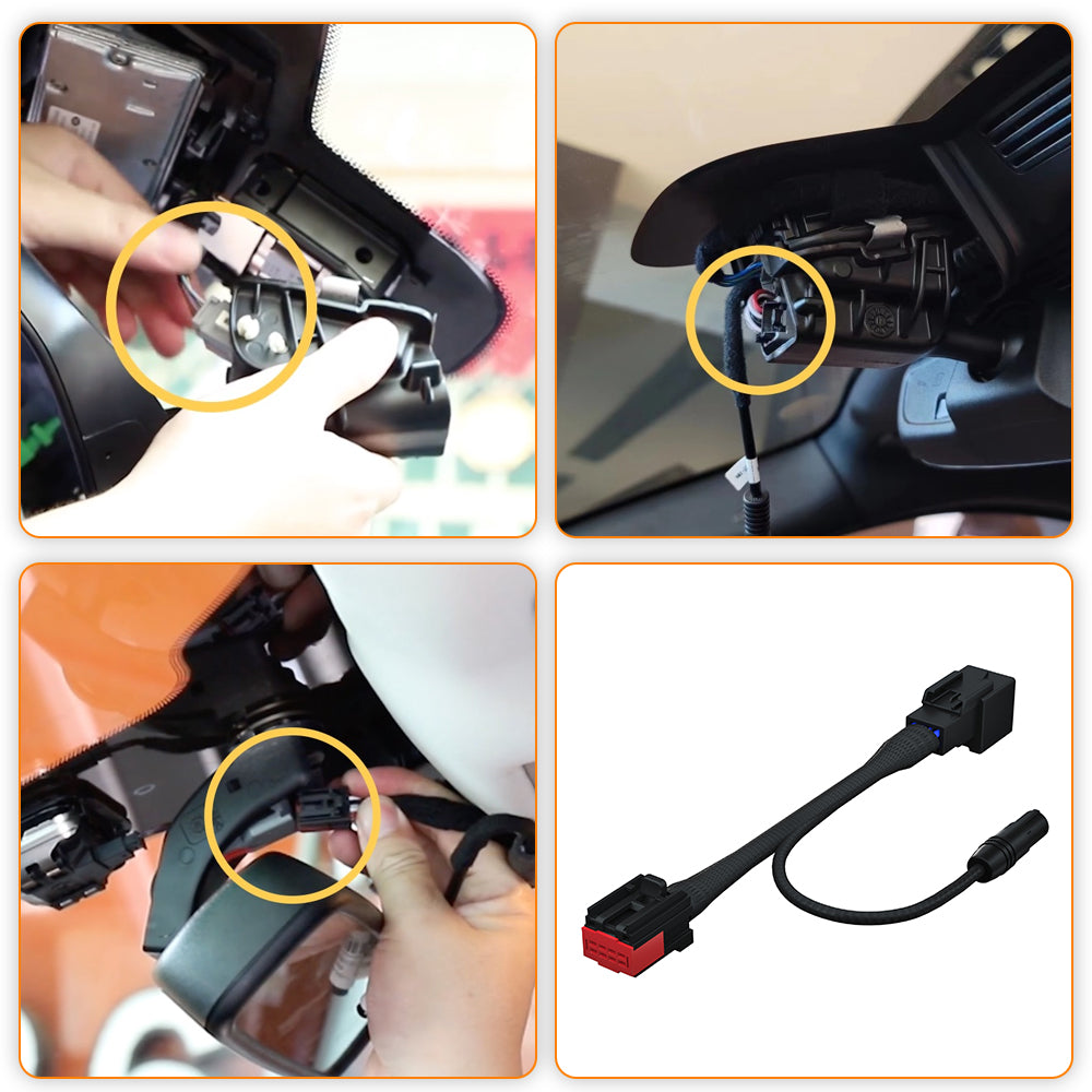 8-pin plug at different positions of Land Rover/Jaguar models with auto-dimming rearview mirror