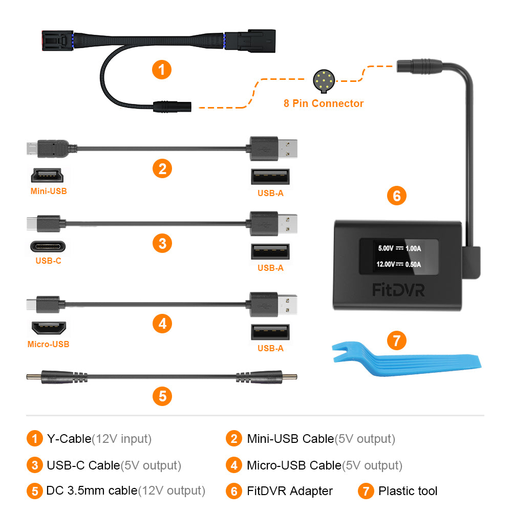 Dash Cam Power Adapter (8-Pin) for Land Rover, Jaguar. D3-020