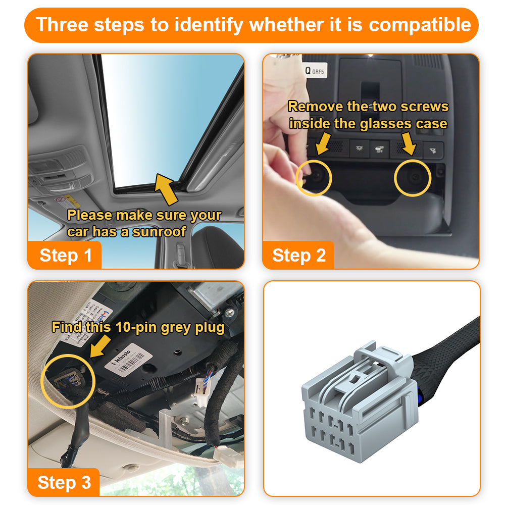 Dash Cam Power Adapter (10-Pin) for Mazda, Connects to Sunroof. D3-027