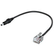 An RJ11 cable for radar detector, black in color with one end being an RJ11 connector and the other end a DC power input connector.