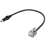 An RJ11 cable for radar detector, black in color with one end being an RJ11 connector and the other end a DC power input connector.