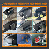 Collage of car rain sensor covers with text indicating compatibility and sensor type.