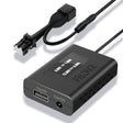 A black FitDVR dash cam power adapter with 10-pin connector, against a white background.