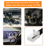picture shows Toyota/Lexus's auto-dimming rearview mirror 10-pin connector plug's different locations