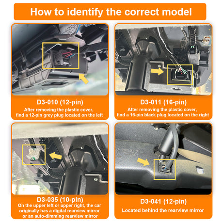 Shoucasing 4 different connector plug types of Toyota and Lexus model, helps you to find the correct model to fit your car.
