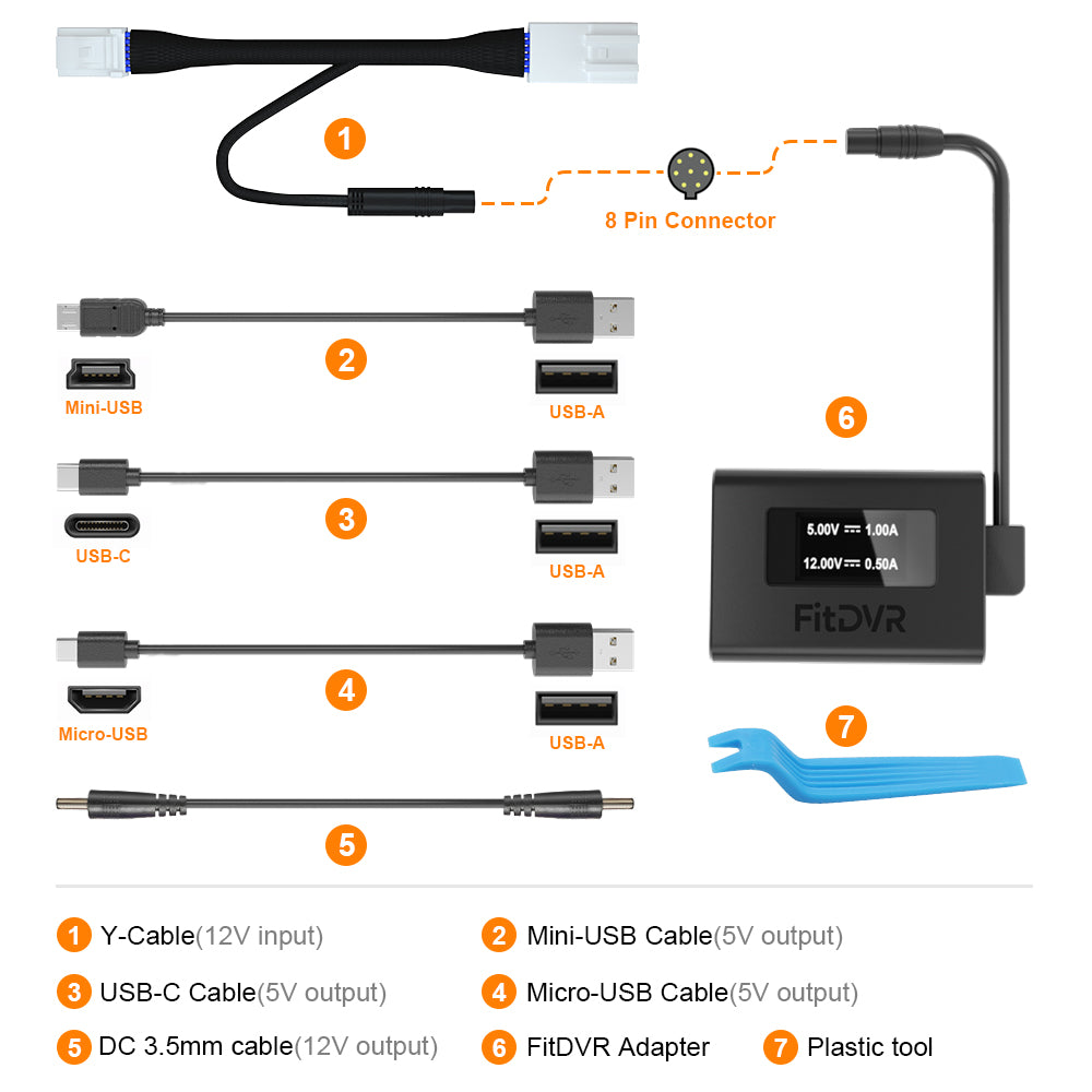 Adaptador de corriente para cámara de salpicadero (12 pines) para Toyota Tacoma Camry Corolla RAV4, Lexus. D3-010