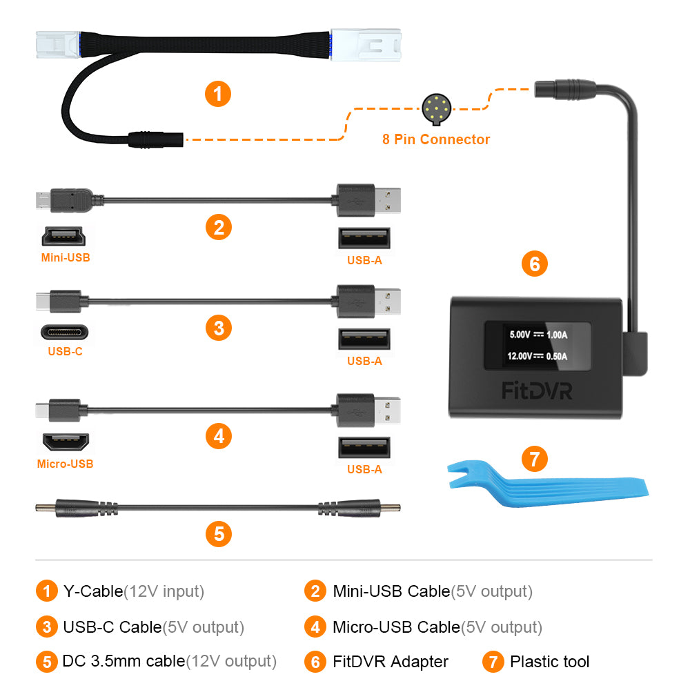 Dashcam-Netzadapter (10-polig) für Dodge, Jeep, Ram, Chrysler. D3-012