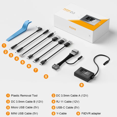 fitdvr adapter set with tools and cables.