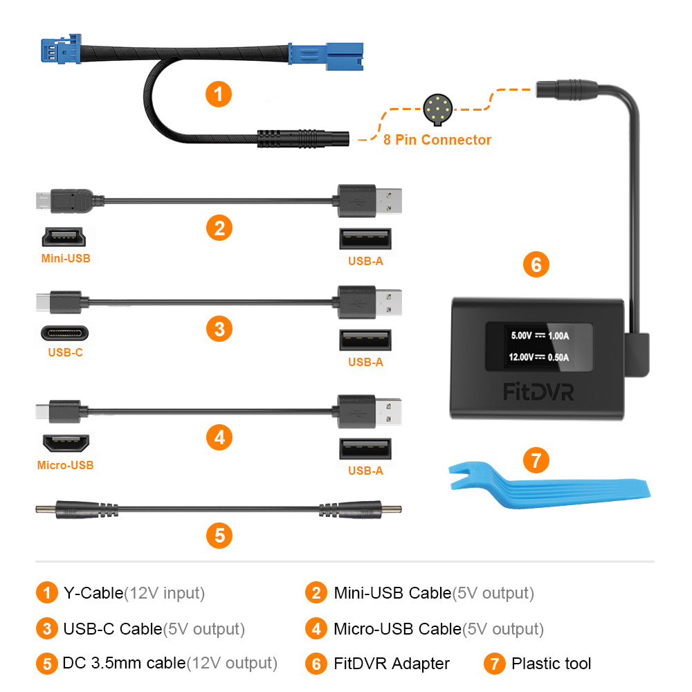 Dash Cam Power Adapter (3-Pin) for Citroen, Peugeot, DS. Connects to Rain Sensor. D3-037